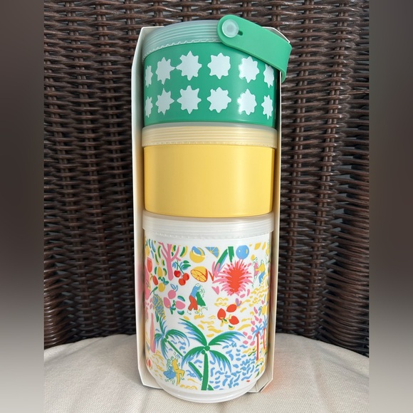 Roller Rabbit Vacation Stackable Snacklebox Container Set Yellow/Green - Picture 2 of 6